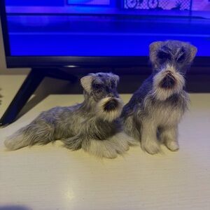 Gray and White Plush Schnauzer Dog Set